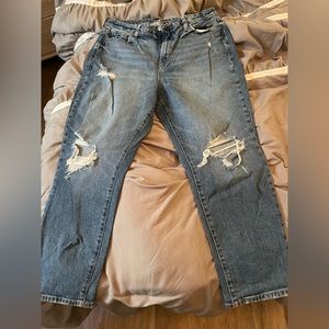 High waisted OG straight light wash ripped jeans